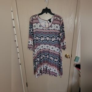 Rue21 Bohemian Elephant Neon Colors Skater Dress Womens Plus Size 2XL